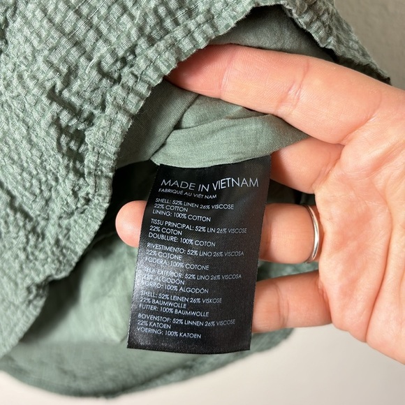 Club Monaco Puff Sleeve Half Button Down Mini Shirt Dress Color Seaspray size XS - Picture 8 of 12